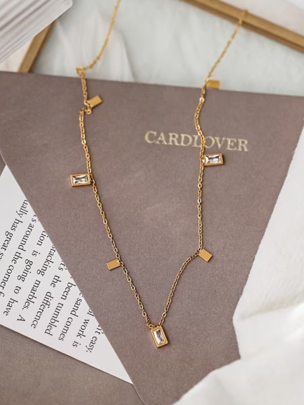 Gold Layered Rectangle Pendant Necklace